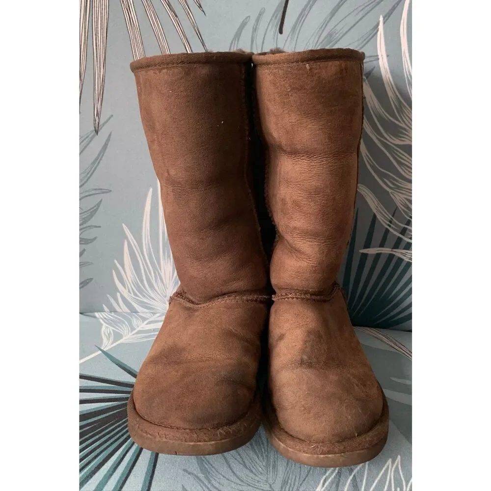 UGG Classic Tall brown Suede Shearling Sheepskin Boots womens 5